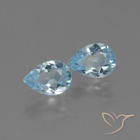 Gemas de Topacio Azul Cielo natural de 1.68 ct, En forma de pera, VVS-VS