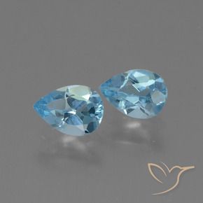 Gemas de Topacio Azul Cielo natural de 1.65 ct, En forma de pera, VVS-VS