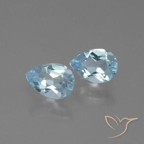 Gemas de Topacio Azul Cielo natural de 1.66 ct, En forma de pera, VVS-VS