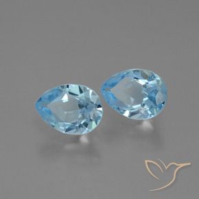 Gemas de Topacio Azul Suizo natural de 1.73 ct, En forma de pera, VVS-VS