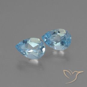 Gemas de Topacio Azul Cielo natural de 1.66 ct, En forma de pera, VVS-VS