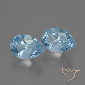 Gemas de Topacio Azul Cielo natural de 1.77 ct, En forma de pera, VVS-VS
