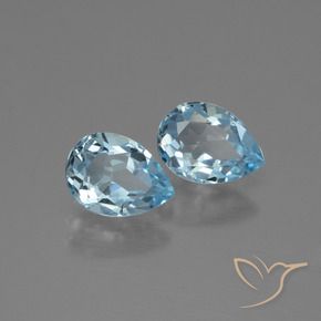 Gemas de Topacio Azul Cielo natural de 1.73 ct, En forma de pera, VVS-VS