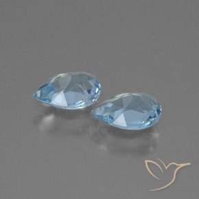 Gemas de Topacio Azul Cielo natural de 1.56 ct, En forma de pera, VVS-VS