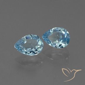 Gemas de Topacio Azul Suizo natural de 1.89 ct, En forma de pera, VVS-VS