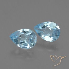 Gemas de Topacio Azul Cielo natural de 1.65 ct, En forma de pera, VVS-VS