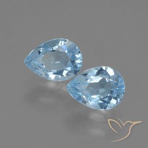 Gemas de Topacio Azul Suizo natural de 1.86 ct, En forma de pera, VVS-VS