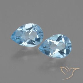 Gemas de Topacio Azul Cielo natural de 1.59 ct, En forma de pera, VVS-VS