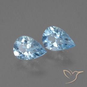 Gemas de Topacio Azul Cielo natural de 1.58 ct, En forma de pera, VVS-VS