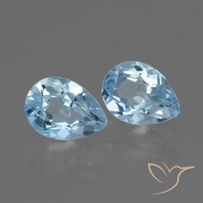 Gemas de Topacio Azul Cielo natural de 1.61 ct, En forma de pera, VVS-VS