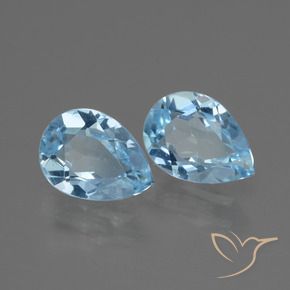 Gemas de Topacio Azul Cielo natural de 1.50 ct, En forma de pera, VVS-VS