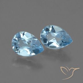 Gemas de Topacio Azul Cielo natural de 1.60 ct, En forma de pera, VVS-VS