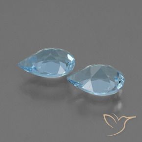 Gemas de Topacio Azul Cielo natural de 1.60 ct, En forma de pera, VVS-VS
