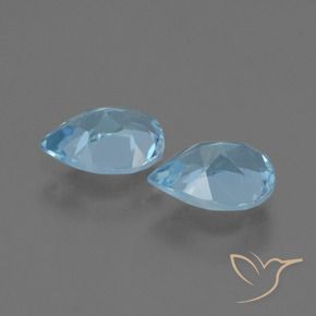 Gemas de Topacio Azul Suizo natural de 1.66 ct, En forma de pera, VVS-VS