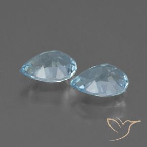 Gemas de Topacio Azul Cielo natural de 1.69 ct, En forma de pera, VVS-VS