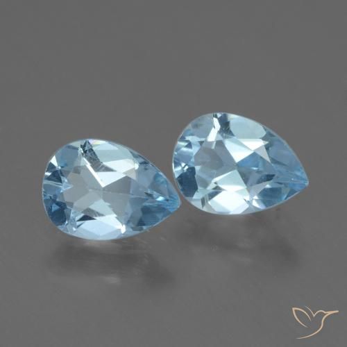 Gemas de Topacio Azul Cielo natural de 1.64 ct, En forma de pera, VVS-VS