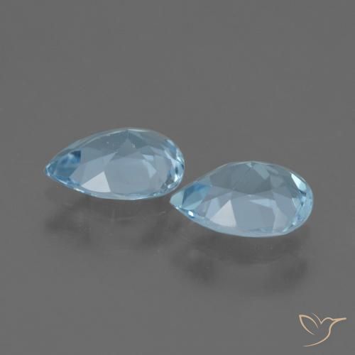 Gemas de Topacio Azul Cielo natural de 1.64 ct, En forma de pera, VVS-VS