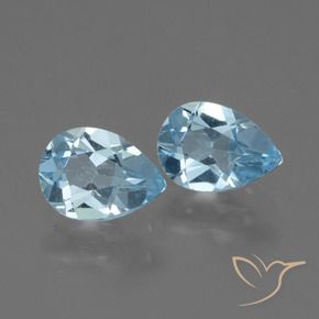 Gemas de Topacio Azul Cielo natural de 1.65 ct, En forma de pera, VVS-VS