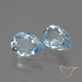 Gemas de Topacio Azul Cielo natural de 1.69 ct, En forma de pera, VVS-VS