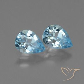 Gemas de Topacio Azul Suizo natural de 1.55 ct, En forma de pera, VVS-VS
