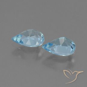 Gemas de Topacio Azul Suizo natural de 1.55 ct, En forma de pera, VVS-VS