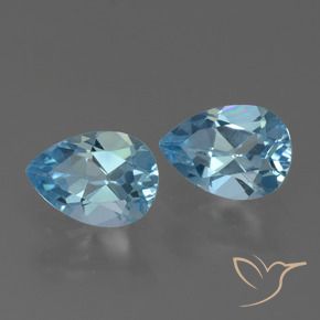 Gemas de Topacio Azul Suizo natural de 1.77 ct, En forma de pera, VVS-VS
