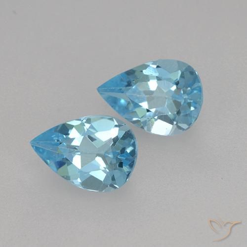 Gemas de Topacio Azul Suizo natural de 1.55 ct, En forma de pera, VVS-VS