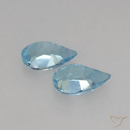 Gemas de Topacio Azul Suizo natural de 1.55 ct, En forma de pera, VVS-VS