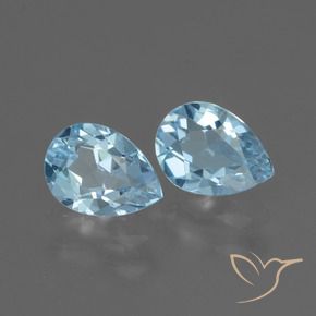 Gemas de topacio azul natural de 1,68 ct, en forma de pera, VVS-VS