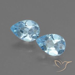 Gemas de Topacio Azul Cielo natural de 1.49 ct, En forma de pera, VVS-VS