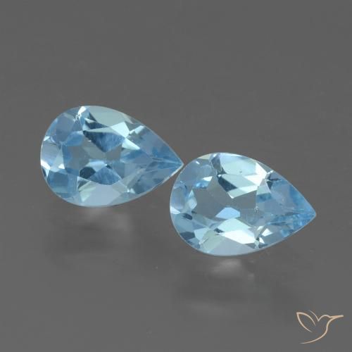 1.57ctw Natural Azul Suizo Topacio, En forma de pera, VVS-VS