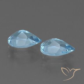 Gemas de Topacio Azul Suizo natural de 1.57 ct, En forma de pera, VVS-VS
