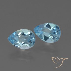 Gemas de Topacio Azul Cielo natural de 1.65 ct, En forma de pera, VVS-VS