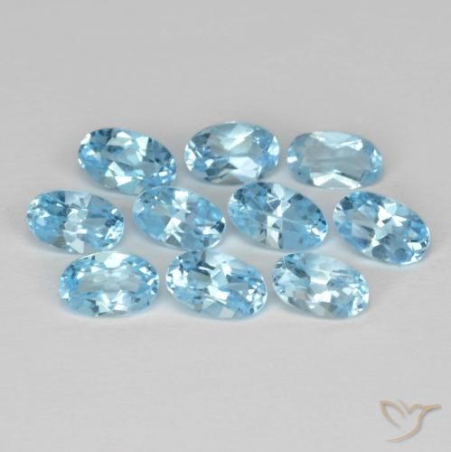 Gemas de Topacio Azul Cielo natural de 2.90 ct, Corte Óvalo, VS