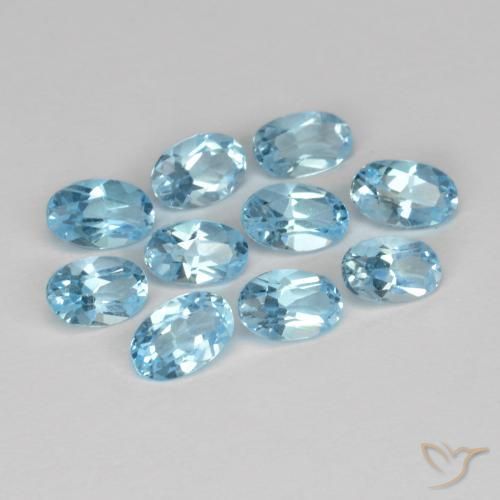 Gemas de Topacio Azul Cielo natural de 2.90 ct, Corte Óvalo, VS
