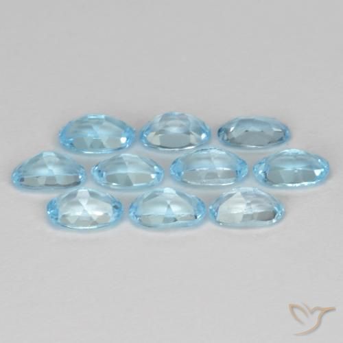 Gemas de Topacio Azul Cielo natural de 2.90 ct, Corte Óvalo, VS