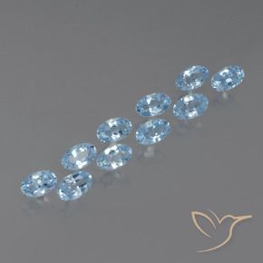 Gemas de Topacio Azul Suizo natural de 3.16 ct, Ovalada, VS