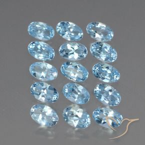 Gemas de Topacio Azul Suizo natural de 3.89 ct, Ovalada, VS