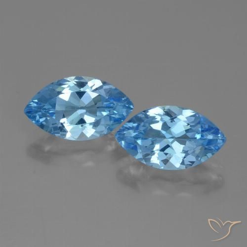 7.86ctw Natural Azul Suizo Topacio, Marquesa, VVS-VS