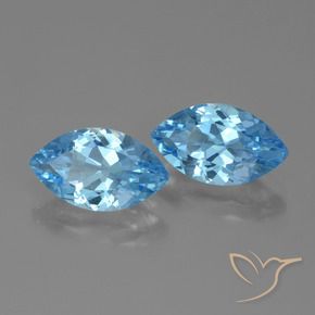 Gemas de Topacio Azul Suizo natural de 7.86 ct, Marquesa, VVS-VS