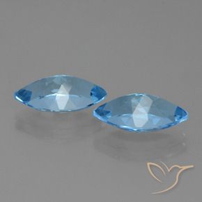 Gemas de Topacio Azul Suizo natural de 7.86 ct, Marquesa, VVS-VS