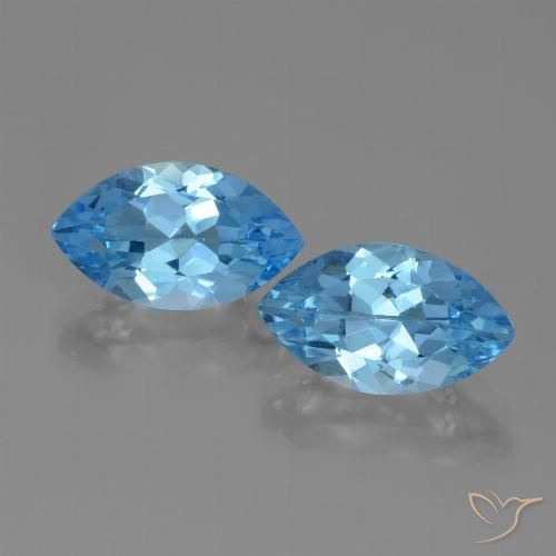 8.76ctw Natural Azul Suizo Topacio, Marquesa, VVS-VS
