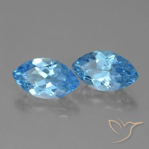 Gemas de Topacio Azul Suizo natural de 8.76 ct, Marquesa, VVS-VS