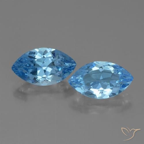 7.74ctw Natural Azul Suizo Topacio, Marquesa, VVS-VS