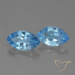 Gemas de Topacio Azul Suizo natural de 7.74 ct, Marquesa, VVS-VS
