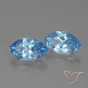 Gemas de Topacio Azul Suizo natural de 8.21 ct, Marquesa, VVS