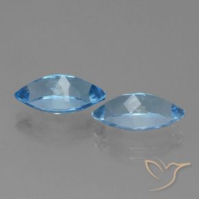 Gemas de Topacio Azul Suizo natural de 8.21 ct, Marquesa, VVS