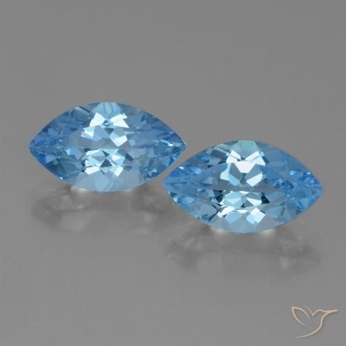 8.11ctw Natural Azul Suizo Topacio, Marquesa, VVS
