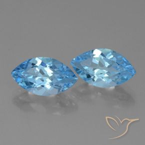 Gemas de Topacio Azul Suizo natural de 8.11 ct, Marquesa, VVS