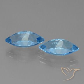 Gemas de Topacio Azul Suizo natural de 8.11 ct, Marquesa, VVS